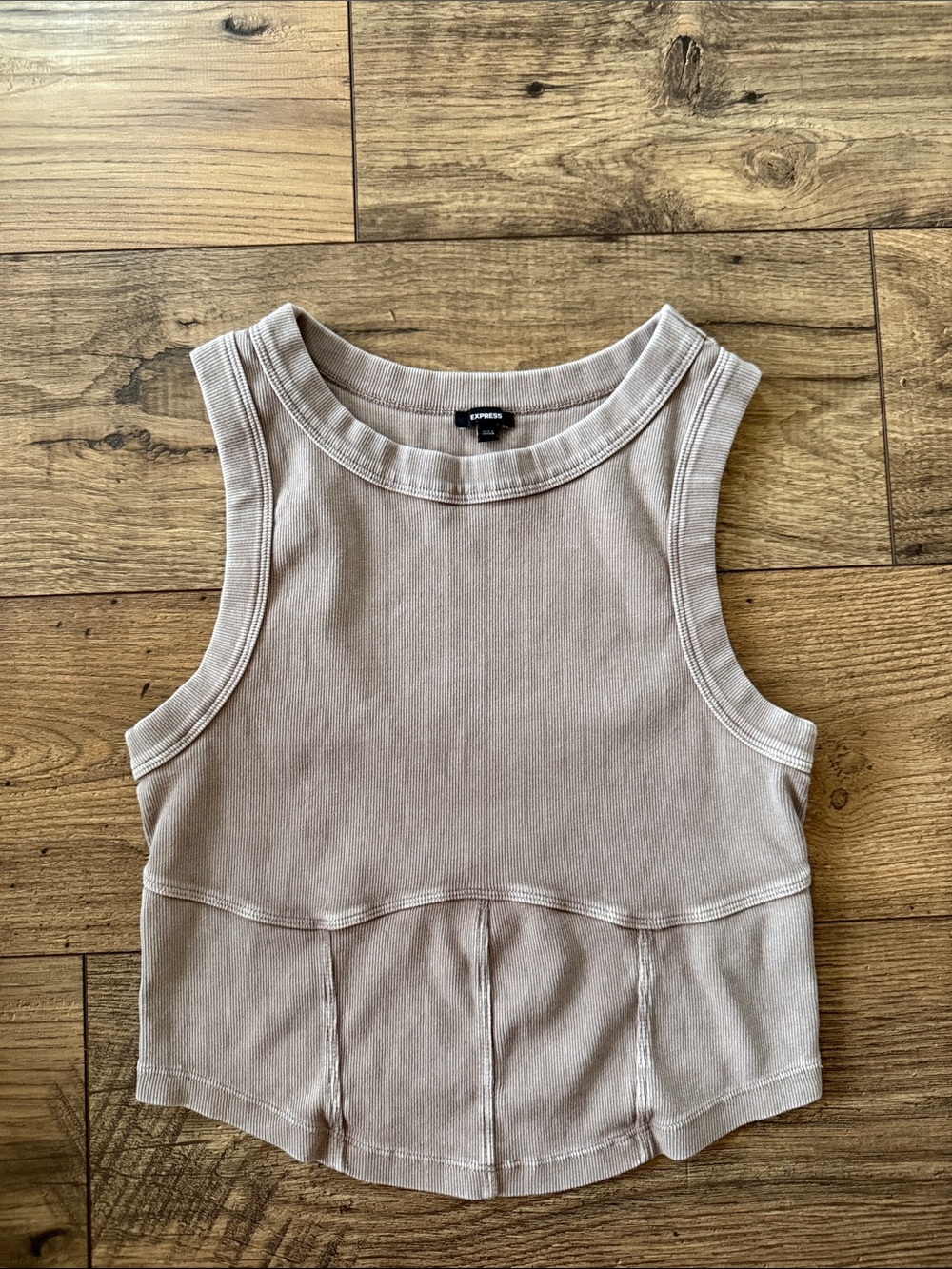 Express Ribbed Tank Top in Taupe